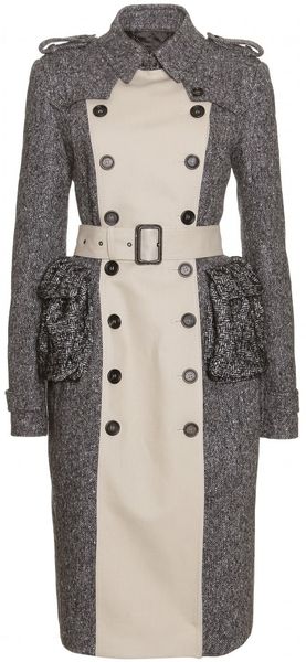 Burberry Prorsum Tweed Trench Coat - Lyst