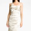 Calvin Klein Ruched Satin Sheath Dress in Beige (putty) - Lyst