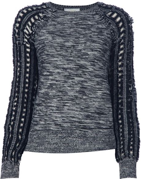 Chloé Contrast Raglan Sleeve Sweater in Gray (black) - Lyst