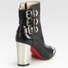 Christian Louboutin Chelita Leather Metal Wingtip Ankle Boots in Black - Lyst