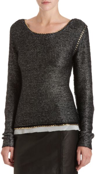 Diane Von Furstenberg Faye Sweater in Black (gold) - Lyst