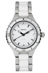 DKNY Silver and White Ceramic Bracelet Watch