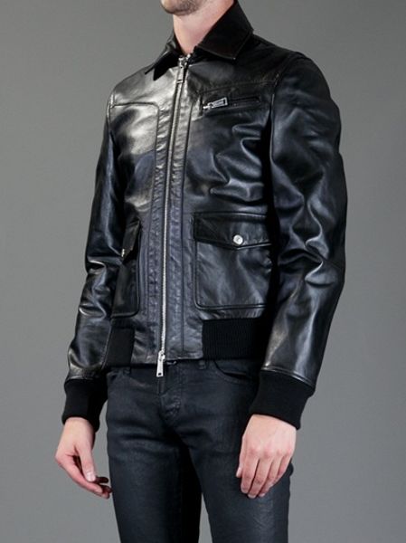Dsquaredb Classic Leather Jacket in Black for Men | Lyst