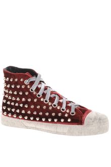 Gienchi Burgundy Velvet High Top Trainers - Lyst