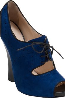 Giorgio Armani Peep Toe Laceup Wedge - Lyst