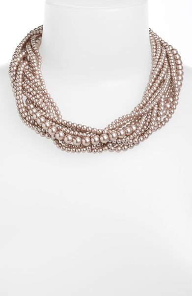 Givenchy Faux Pearl Multistrand Necklace in Pink (blush pearl/ brown