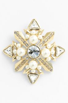 Givenchy Femme Glass Pearl Crystal Brooch - Lyst
