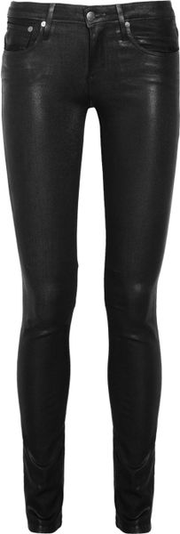 Helmut Lang Helmut Mid Rise Glossed Skinny Jeans in Black - Lyst