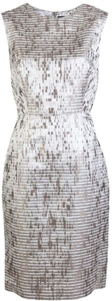 J. Mendel Silk Jacquard Dress in Gray - Lyst