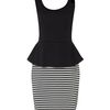 Jane Norman Stripe Peplum Dress in Black - Lyst