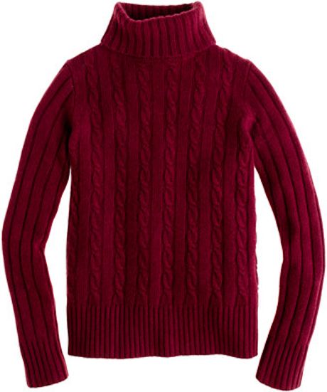 J.crew Cambridge Cable Chunky Turtleneck Sweater in Brown (dark merlot) - Lyst