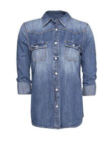 Mango Washed Effect Denim Shirt - Lyst
