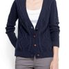 Mango Cable Knit Cotton Cardigan in Blue (navy) - Lyst