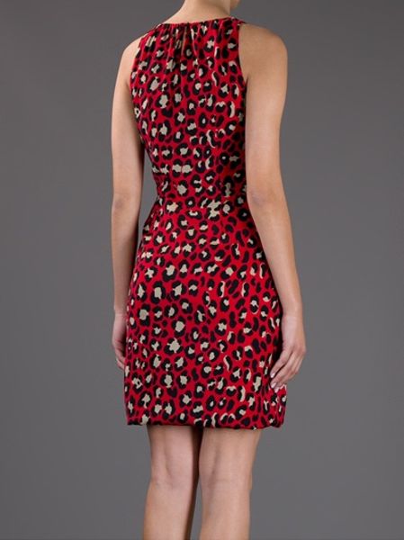 Moschino Cheap & Chic Leopard Print Dress in Red (leopard) | Lyst