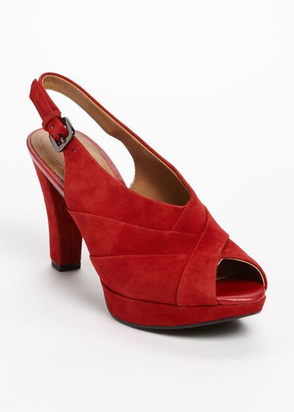 Naturalizer Kassidy Peep Toe Pump in Red (red pepper) | Lyst