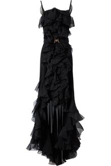 Nina Ricci Belted Ruffle Gown - Lyst