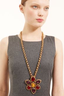 Oscar de la Renta Faceted Cluster Brooch Necklace - Lyst