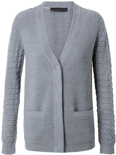 Proenza Schouler Ribbed Merino Wool Cardigan in Gray (grey) - Lyst