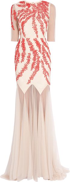 Saloni Ellen 34 Sleeveless Gown in Pink (floral) - Lyst