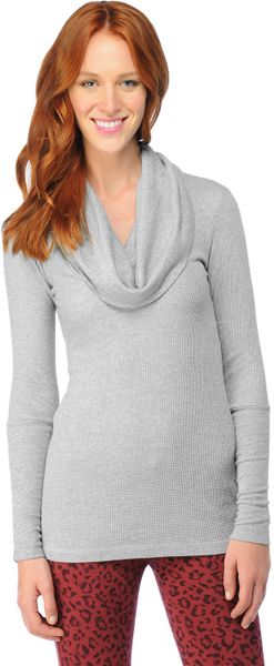 Splendid Thermal Cowl Neck Top in Gray (heather grey) - Lyst