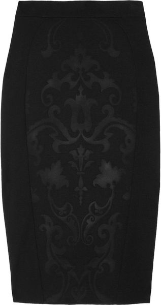 Stella Mccartney Embossed Stretch Jersey Pencil Skirt in Black - Lyst