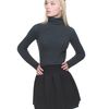 T By Alexander Wang Chunky Half Cardigan Cropped Turtleneck in Gray - Lyst