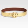 Tory Burch Classic Logo Leather Belt in Gold - Lyst