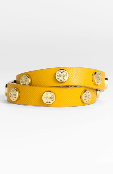 Tory Burch Logo Double Wrap Bracelet in Yellow (golden rod/ shiny gold) - Lyst
