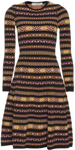 Valentino Contrast Woven Dress in Yellow (pink) - Lyst