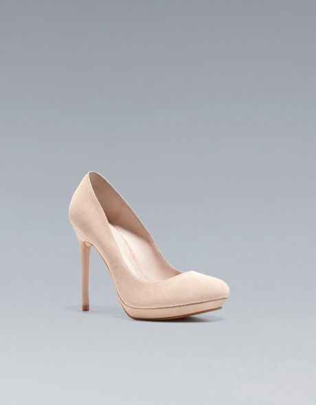 nude suede court shoes