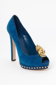 Alexander McQueen Open Toe Skull Pump - Lyst