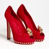 Alexander Mcqueen Open Toe Skull Pump in Red (cherry) - Lyst