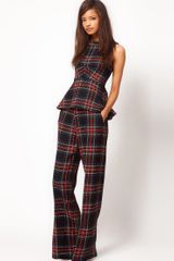 ASOS Collection Wide Leg Tartan Trousers