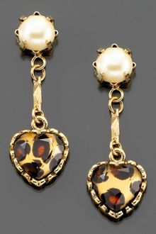 Betsey Johnson Leopard Heart Drop Earrings - Lyst