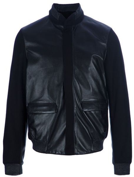 Calvin Klein Contrast Biker Jacket in Black for Men - Lyst
