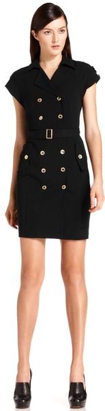Calvin Klein Short sleeve Belted Double breasted in Black (gold) - Lyst
