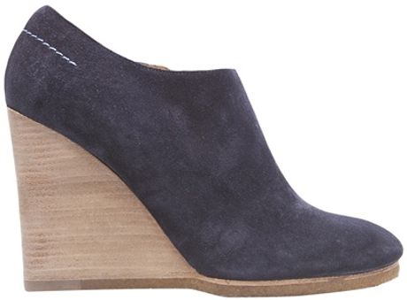 navy blue wedge booties