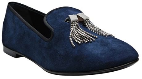 Giuseppe Zanotti Dalia Suede Slipper in Blue (navy) - Lyst