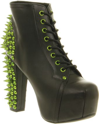 Jeffrey Campbell Lita Platform Ankle Boot Black Lthr Green Spikes - Lyst