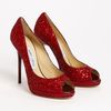 Jimmy Choo Quiet Glitter Pump in Red - Lyst