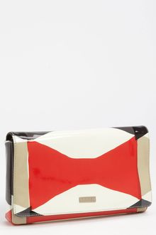 Kate Spade Abstract Signature Bow Aloa Patent Leather Clutch - Lyst