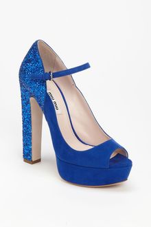 Miu Miu Glitter Heel Mary Jane Pump - Lyst