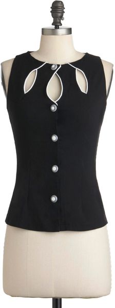 Modcloth Swellheeled Top in Black (white) - Lyst