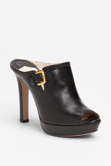 Prada Buckle Peep Toe Mule - Lyst