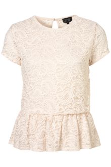 Topshop Paisley Lace Peplum Tee - Lyst