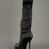 Yves Saint Laurent Textured Knee Length Boot in Black - Lyst