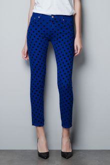 Zara Polka Dot Flock Pop Fabric Trousers - Lyst