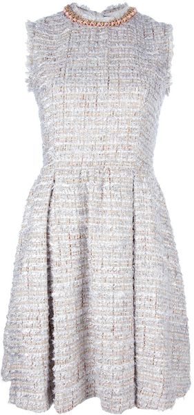 MSGM Tweed Flared Dress - Lyst