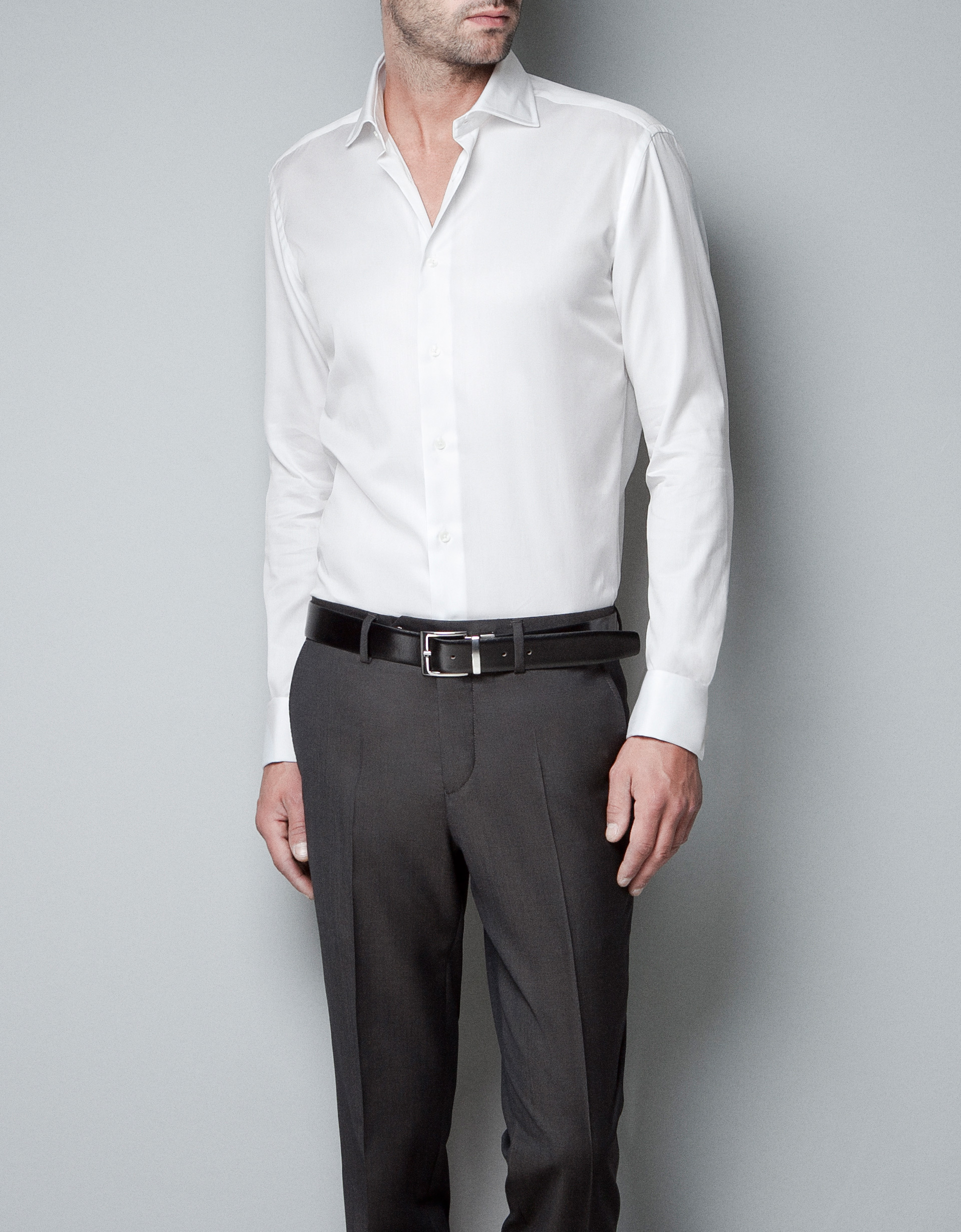 Zara Twill Shirt with Cufflinks in White for Men Lyst