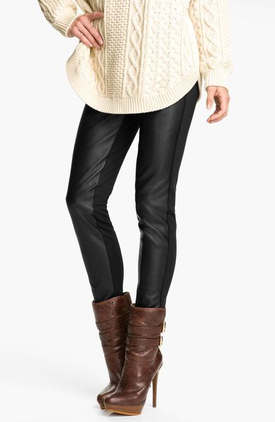 Michael By Michael Kors Mixed Media Leggings in Black - Lyst
